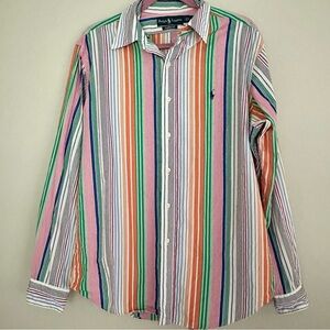 Ralph Lauren Classic Fit Oxford Button Down - Fun Colorful Stripes - Large